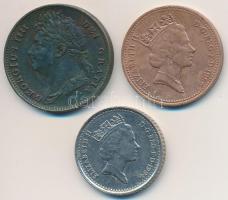 Nagy-Britannia 1826. 1f Br "IV. György" + 1989. 1p + 1994. 5p T:2-,2 Great Britain 1826. 1 Farthing Br "George IV" + 1989. 1 Penny + 1994. 5 Pence C:VF,XF