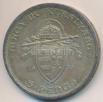 1938. 5P Ag "Szent István" T:2 ph., patina 
Adamo P8.1