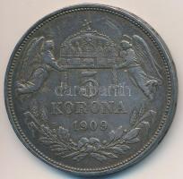 1909KB 5K Ag "Ferenc József" T:2- ph., patina