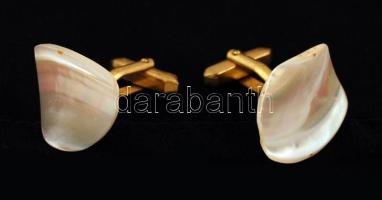 Kagylóhéjjal díszített mandzsettagomb, szép állapotban, 1 pár(2 db)