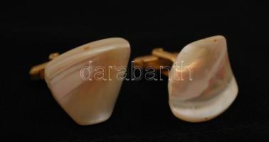 Kagylóhéjjal díszített mandzsettagomb, szép állapotban, 1 pár(2 db)