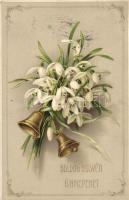 Boldog Húsvéti Ünnepeket / Easter, flowers, bells, litho