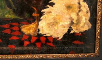 Ziffer jelzéssel: Virágcsendélet. Olaj, vászon, sérült keretben, 40×30 cm