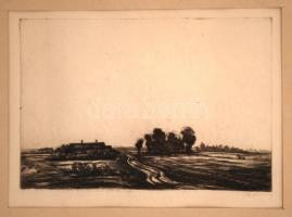 Barcsay Jenő (1900-1988): Út. Rézkarc, papír, jelzett, üvegezett keretben, 14×21 cm