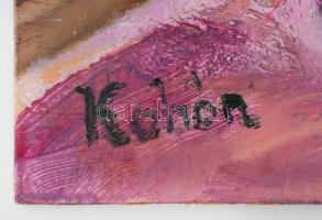 Kohán jelzéssel: Utcai árusok. Olaj, farost, 25×39 cm