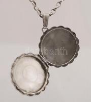 Ezüst angol (Birmingham) nyaklánc képtartós medállal, Ag., nettó: 8,4gr., jelzett,  46cm / Silver ne...