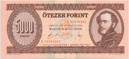 1990. 5000Ft H sorozat T:I / Hungary 1990. 5000 Forint H serial C:UNC  Adamo F49