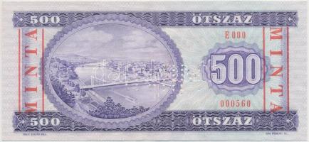 1990. 500Ft "E 000 - 000560" sorozat és sorszámmal, piros "MINTA" felülnyomással...