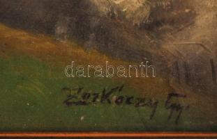 Zorkóczy jelzéssel: Virágzó fák. Olaj, karton, üvegezett keretben, 26×37 cm