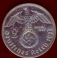 Német 3. Birodalom 1938E 2M Ag  "Hindenburg"  T:2/3