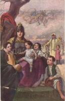 9 db RÉGI motívumlap; művész, vallás, hölgyek / 9 old motive cards; art, religion, ladies