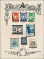 Turisztikai témájú levélzárók, cimkék, adománybélyegek, tagsági bélyegek stb. gyűjteménye 12 albumla...