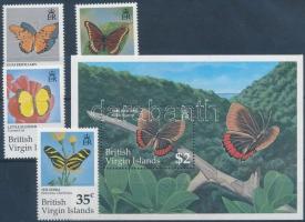 Butterflies 4 stamps + block, Lepkék 4 érték + blokk