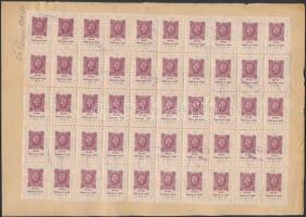 20P törvénykezési illetékbélyeg 50-es ívdarab okmánydarabon