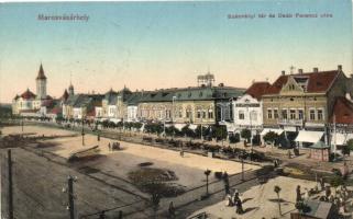 Marosvásárhely, Targu Mures; Széchenyi tér, Deák Ferencz utca, Révész Béla és Tischler József üzlete, gyógyszertár / square and street, shops, pharmacy