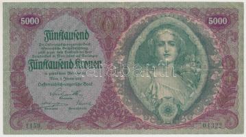 Ausztria / Osztrák-Magyar Bank 1922. 5000K T:III  Austria / Österreichisch-Ungarische Bank 1922. 5000 Kronen C:F