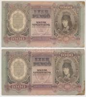 1943. 1000P (2x) T:II- hajtatlanok, folt, sarokhiány, sarokhajlás