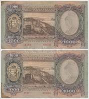 1943. 1000P (2x) T:II- hajtatlanok, folt, sarokhiány, sarokhajlás