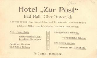 Bad Hall, R. Janks's Hotel zur Post, Speise-Saal / hotel and restaurant (non PC) (cut)