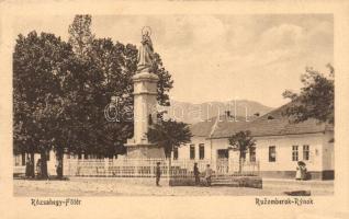 Rózsahegy, Ruzomberok; Főtér, Szent Mária szobor, kiadja Klimacek Sándor / Main square, St. Mary statue (b)