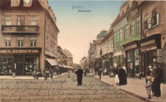 Brassó, Brasov; Kapu utca, M. kir. Dohány Nagyáruda, H. Zeidner üzlete, kiadja Zeidner H. könyvkereskedése / street, tobacco shop, shops