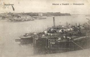 Komárom, Komárno; Duna, MFTR 707-es és 708-as uszályok / barges