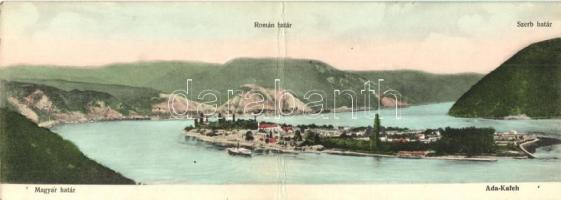 Ada Kaleh, Magyar-Román-Szerb határ / Hungarian-Romanian-Serbian border, panoramacard