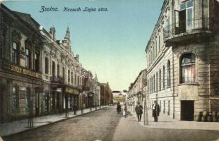 Zsolna, Zilina; Kossuth Lajos utca, Scheer Bertalan üzlete / street, shop (EK)