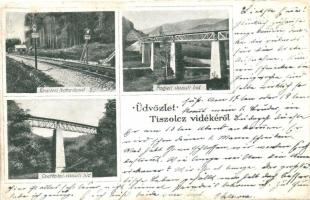 Tiszolc, Tisovec; Fenyvesi fogasvasút, Podjeli és Csertovai vasúti híd / cogwheel railway, railway bridges (r)