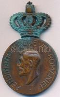 Románia 1929. "Ferdinánd Érem" Br kitüntetés függesztő karika és mellszalag nélkül T:2- patina Romania 1929. "Ferdinand Medal (Medalia Ferdinand)" Br decoration without ribbon and suspension ring C:VF patina