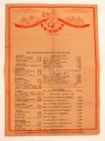 1946 Bp., A Gundel Állatkerti Vendéglő étlapja, hajtott, hátoldalán egy kézzel rajzolt karikatúrával