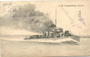 SMS Streiter, Torpedoboot / a K.u.K. haditengerészet Huszár-osztályú rombolója / SMS Streiter, Austro-Hungarian Navy Huszár-class destroyer