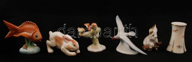 Kis porcelán tétel: Drasche, ill. Aquincum porcelán figurák, ill. 1 db kisváza, kézzel festettek, je...