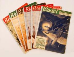 1942 A Riadó! című újság VI. évfolyamának 6 db különböző száma, ragasztott gerinccel
