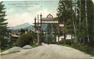 Tátrafüred, Stary Smokovec; kapu, villamos / entrance, tram (EK)