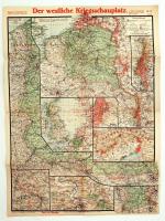Der Krieg gegen Russland / Der westliche Kriegsschauplatz (Paasches Frontenkarte 13) A két oldalon 14 db I. világháborús térképrészlet 1915-ből. 45x60 cm.