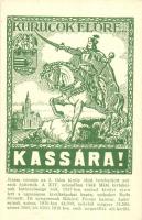 Kassa, Kosice; 'Kurucok előre...', Rákóczi Ferenc lóháton, a város rövid történetével / Hungarian irredenta, Francis II Rákóczi on horseback, short history of the town, s: Tary