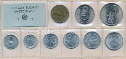 1975. 2f-10Ft 9db klf, érmés forgalmi sor fóliatokban T:1