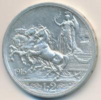 Olaszország 1916R 2L Ag "III. Viktor Emánuel" T:2,2- Italy 1916R 2 Lire Ag "Vittorio ...