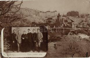 1909 Selmecbánya, Banská Stiavnica; Újévi köszöntő a Baker családtól, csoportkép / New Year greetings from the Baker family, group photo (EK)