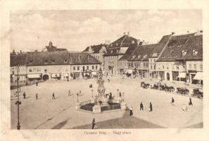 Nagyszeben, Sibiu; Nagy piac, boltok / Great market square, shops (ázott / wet damage)