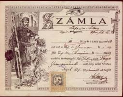 1889 Kéményseprő számla okmánybélyeggel / Chimneysweep invoice with duty stamp