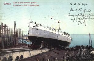 SMS Zrínyi, Trieste, Varo di una nave da guerra / Launching of a warship, SMS Zrínyi (Rb)