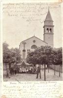 Pazin, Pisino; Templom tér, emlékmű / church, square, monument (EK)