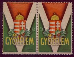 1944 Győzelem propaganda levélzáró pár / Victory propaganda label pair