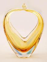 Dekoratív színezett buborékos asztali üveg dísz, hibátlan, m: 18,5 cm