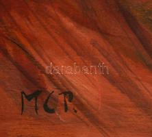 MCP jelzéssel: Vándorlók. Olaj, falemez, keretben, 50×70 cm