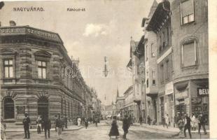 Nagyvárad, Oradea, Rákóczi út, Széchenyi Hotel, Belvárosi Áruház, Divat-, rövidáru üzlet, utca / hotel, shops, street  (EK)