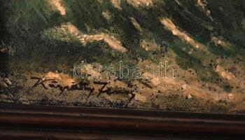 Kárpáthy jelzéssel: Hullámverés. Olaj, karton, keretben, 14×21 cm