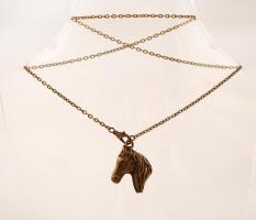 Bizsu nyaklánc lovas medállal, 44cm,  újszerű állapotban